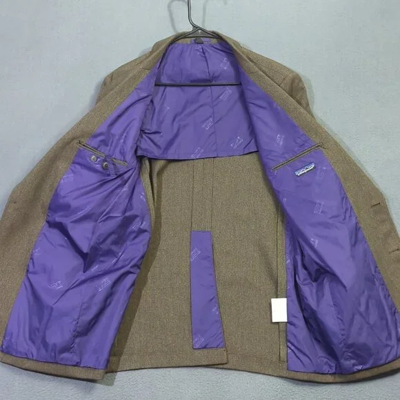 Patagonia VTG Sports Coat Men's 44R Brown Half Lined Herringbone Tweed Stretch - Picture 5 of 16